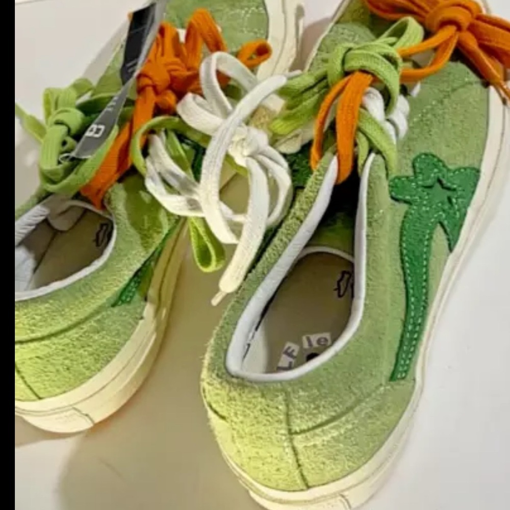 Green and Orange Sneakers with Casual Slip-On Style